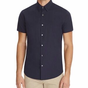 Theory Men's Dark Blue sylvain wealth Short Sleeve Shirt
